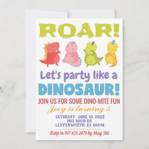 Roar Dinosaur Birthday Einladung