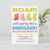 Roar Dinosaur Birthday Einladung (Stehend Vorderseite)