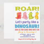 Roar Dinosaur Birthday Einladung (Vorne/Hinten)