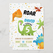 Roar Dinosaur Birthday Einladungen Boy (Vorne/Hinten)