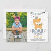 ROAR Dinosaur Birthday Foto Einladung (Vorderseite)