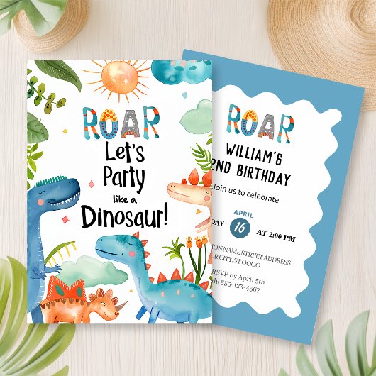 ROAR! Dinosaur Birthday Party Einladung