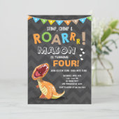 ROAR Dinosaur Dino Geburtstagsparty Einladung (Stehend Vorderseite)