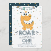 ROAR Dinosaur Erster Geburtstag Einladung (Vorne/Hinten)
