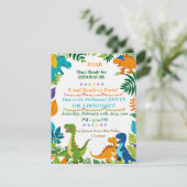 Roar Dinosaur Geburtstagsparty Einladung (Stehend Vorderseite)