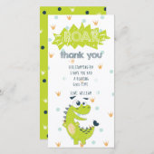 Roar Dinosaur Green Geburtstag Danke Karte (Vorne/Hinten)