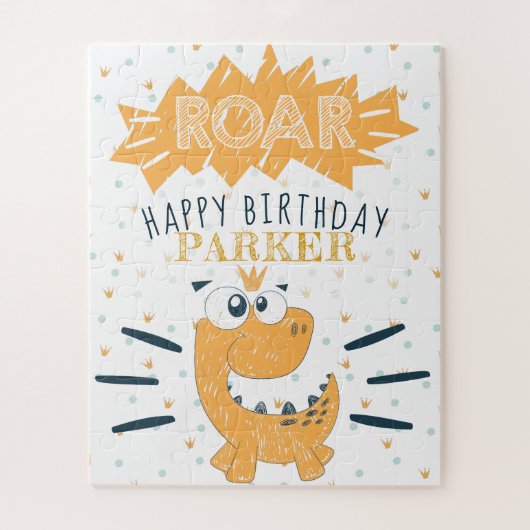 ROAR Dinosaur Happy Birthday personalized Puzzle (Vertikal)