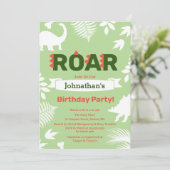 Roar Dinosaur & Jungle Foliage Geburtstag Einladung (Stehend Vorderseite)