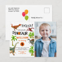 Roar Dinosaur Jungle Geburtstag Foto Einladung