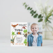 Roar Dinosaur Jungle Geburtstag Foto Vielen Dank Postkarte (Stehend Vorderseite)
