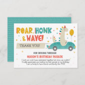 Roar Dinosaurier fahren am Geburtstag Dankeskarte (Vorne/Hinten)