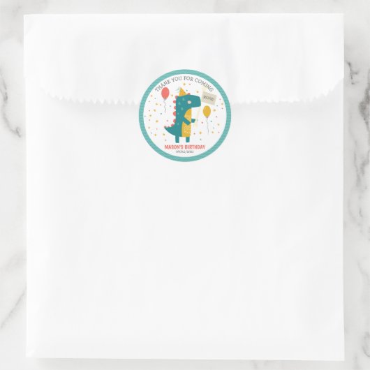 Roar Dinosaurs Birthday Runder Aufkleber (Tasche)