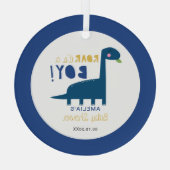 Roar es ist ein Junge Dinosaur Baby Dusche Niedlic Ornament Aus Glas (Rückseite)