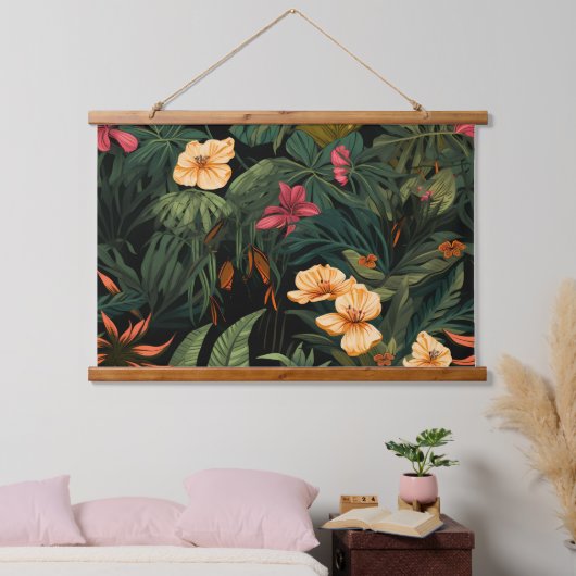 Roar & Exploration Rainforest Botanisch Wandteppich Mit Holzrahmen (Schlafzimmer)