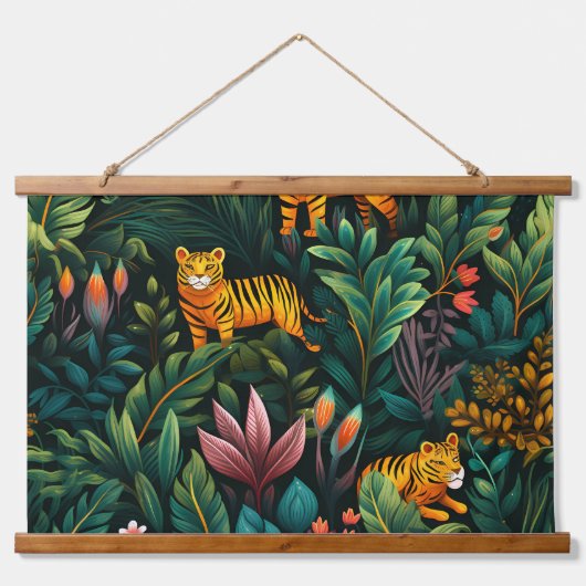 Roar & Exploration Rainforest Botanisch Wandteppich Mit Holzrahmen (Vorne)