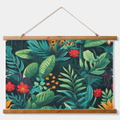 Roar & Exploration Rainforest Botanisch Wandteppich Mit Holzrahmen (Vorne)