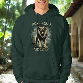 Roar First, Frag später! - Majestic Lion Hoodie