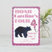 Roar Four Bear 4th Birthday Invitation Einladung (Stehend Vorderseite)