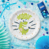 ROAR green Dinosaur Birthday Paper Plate Pappteller (Party)
