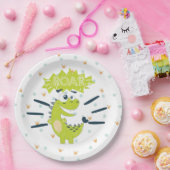 ROAR green Dinosaur Birthday Paper Plate Pappteller (Party)