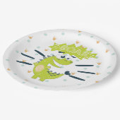 ROAR green Dinosaur Birthday Paper Plate Pappteller (Schrägansicht)