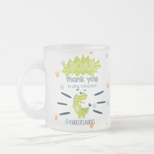 ROAR Green Dinosaur Geburtstag Gefallen Personalis Mattglastasse (Links)