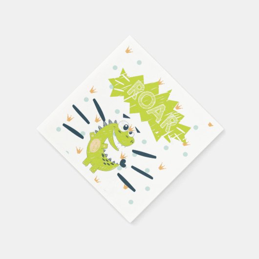ROAR Green Dinosaur Geburtstag Serviette (Ecke)