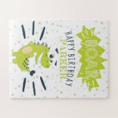 ROAR Green Dinosaur Happy Geburtstag personalisier Puzzle (Horizontal)