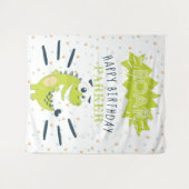 ROAR Green Dinosaur Happy Geburtstag Personalisier Wandteppich (Vorderseite (Horizontal))