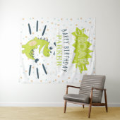 ROAR Green Dinosaur Happy Geburtstag Personalisier Wandteppich (Beispiel (Horizontal))