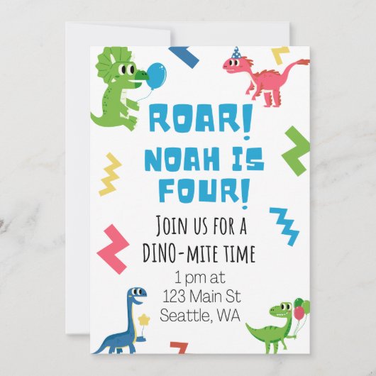 Roar I am Four Birthday Invite Einladung (Vorderseite)