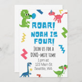 Roar I am Four Birthday Invite Einladung (Vorne/Hinten)