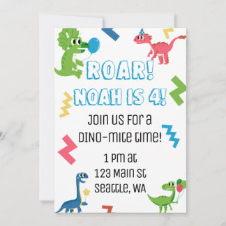 Roar I m 4 Dinosaurier Geburtstagsparty Einladung