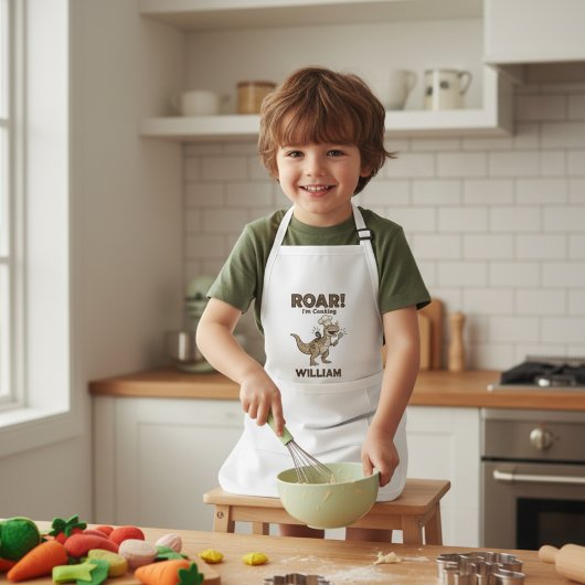 ROAR! I'm Cooking Funny Dinosaur Chef Kid's Apron Kinderschürze