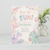 Roar Into Fun Dinosaur Invitation Editable Einladung (Stehend Vorderseite)