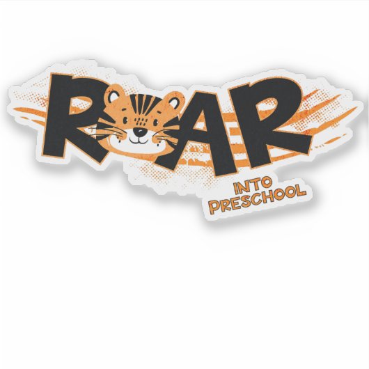 Roar Into Preschool Tiger Aufkleber (Vorderseite)