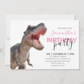 ROAR-Irgendein Dinosaurier Girl Geburtstagsfeier! Ankündigung (Vorderseite)