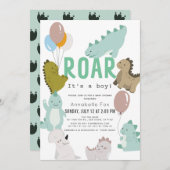 Roar It's a Boy Dinosaur Boy Baby Shower Einladung (Vorne/Hinten)