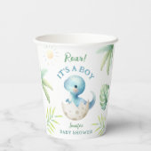 Roar It's a Boy Niedlich Dino Boy Dinosaur Baby Sh Pappbecher (Rückseite)