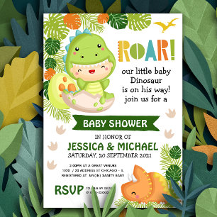 Roar It's a Dinosaur Baby Shower Einladung