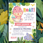 Roar It's a Girl Dinosaur Baby Shower Einladung