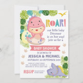 Roar It's a Girl Dinosaur Baby Shower Einladung (Vorderseite)