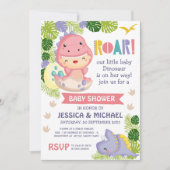 Roar It's a Girl Dinosaur Baby Shower Einladung (Vorderseite)
