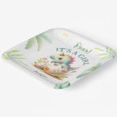 Roar It's a Girl Pink Dino Dinosaur Baby Shower Pappteller (Gewinkelt)