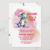 Roar It's a Girl T-Rex Baby Dinosaurier Einladung (Vorne/Hinten)
