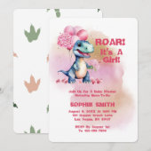 Roar It's a Girl T-Rex Baby Dinosaurier Einladung (Vorne/Hinten)