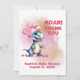 Roar It's a Girl T-Rex Baby Dinosaurier Pink Dankeskarte