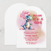 Roar It's a Girl T-Rex Baby Dinosaurier Pink Einladung (Vorne/Hinten)