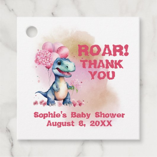 Roar It's a Girl T-Rex Baby Dinosaurier Pink Geschenkanhänger (Vorderseite)