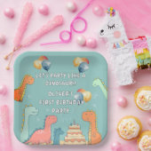 Roar Like a Dinosaur Boy 1st Birthday Party  Pappteller (Party)